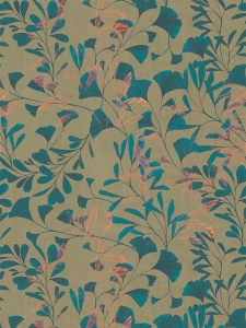 Tapeta na zeď ANNA and ANDREA, ginko tyrkysová