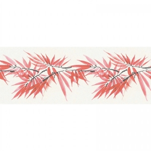 Vliesová bordura SK-Borten – červené listy na bílém podkladu