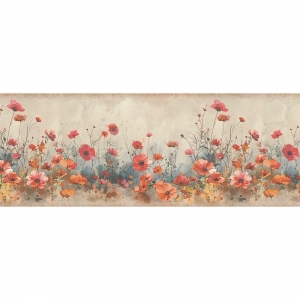 Dekorační Bordura – Pastelové máky v teplých tónech
