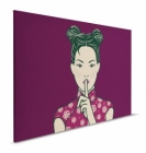 Obraz na plátně se stylizovanou ženou s prstem na rtech v asijském stylu